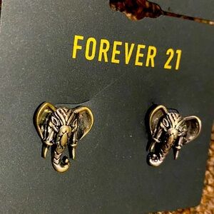 NEW! Forever 21 Elephant earrings pierced ear jewelry cute lucky animal gift